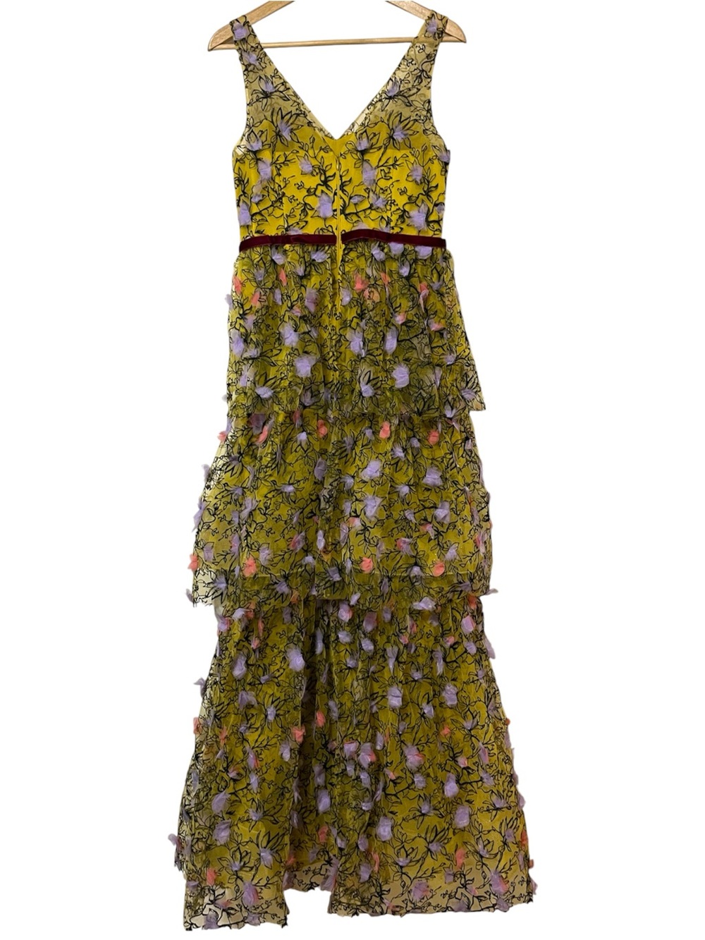 MARCHESA NOTTE 3-Tiered Embroidered Tulle Gown - Picture 6 of 14